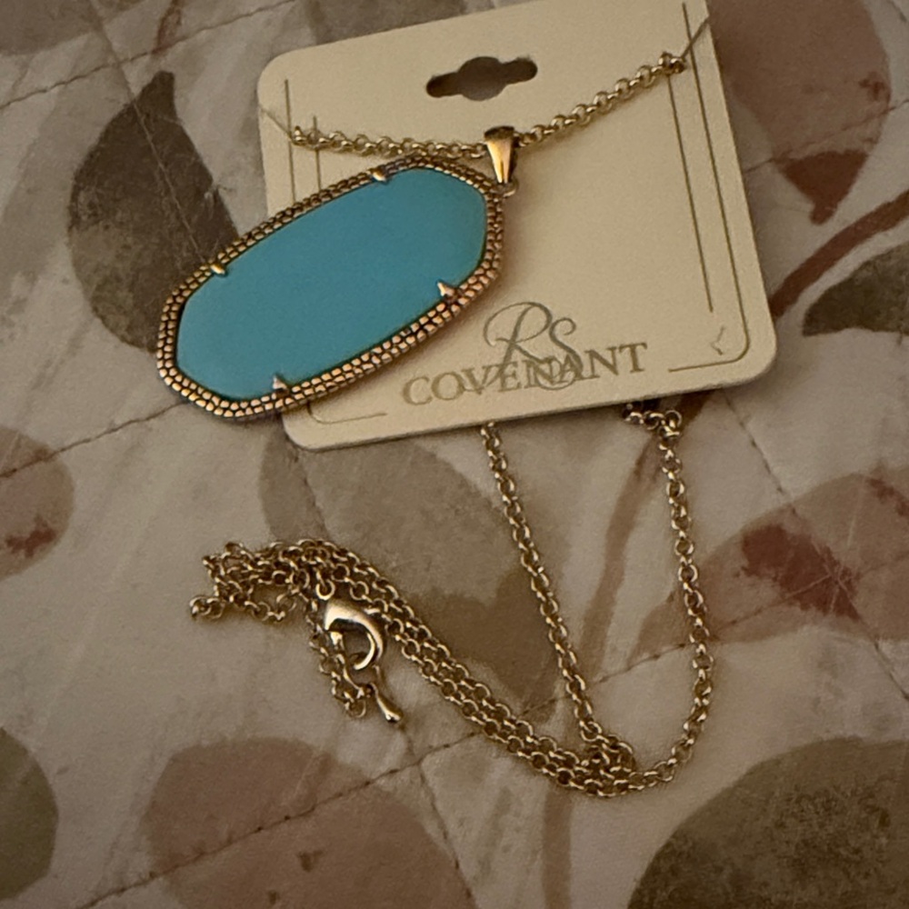 Gold Necklace with Turquoise Pendant